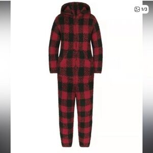 SKIMS S/M Unisex Brick and Black Checkered Onesie